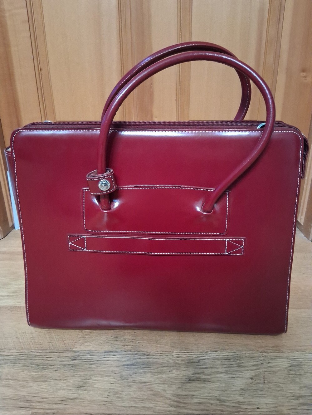 McKlein Women's Leather Briefcase Attache Bag - Wine Red - Picture 4 of 16